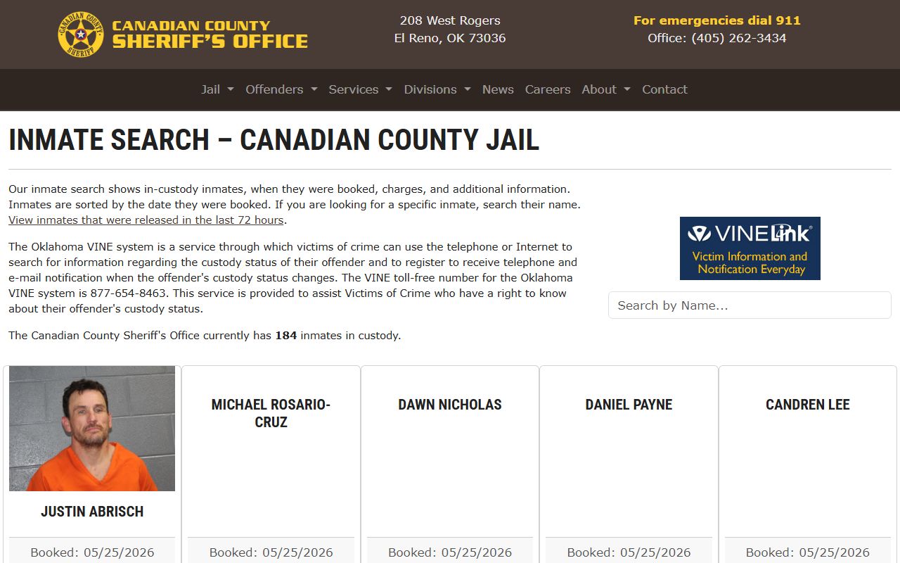 Canadian County Sheriff inmate search for jail and arrest records