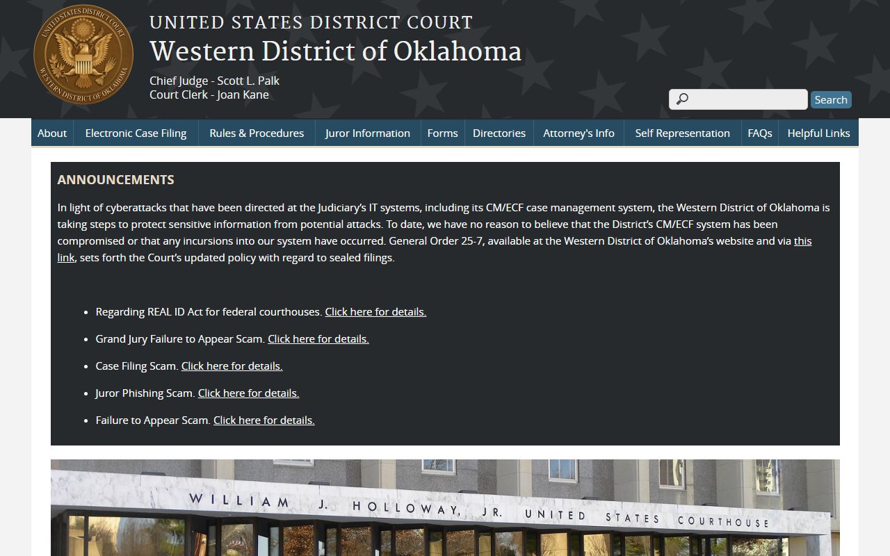 U.S. District Court Western District of Oklahoma for Canadian County federal cases