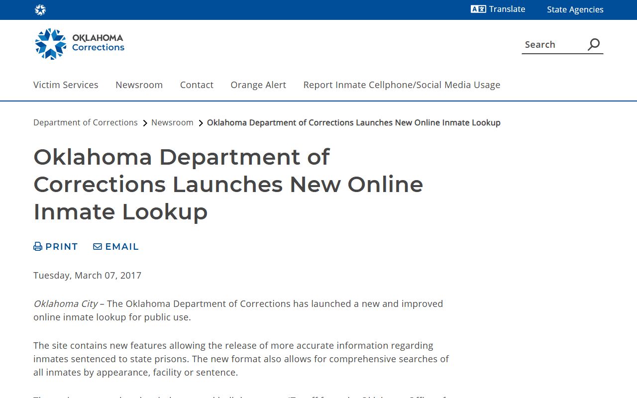 Canadian County arrest records Oklahoma DOC inmate lookup tool