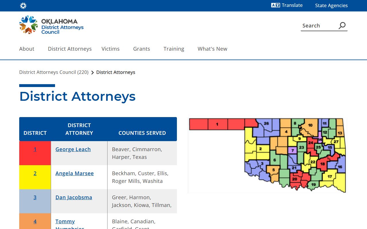 Canadian County probate records Oklahoma District Attorneys Council district directory